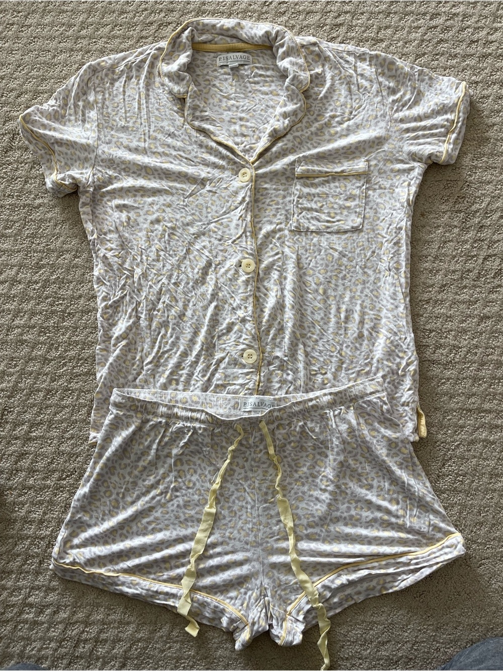 P.J. Salvage Yellow Cheetah Shorts Pajama Set